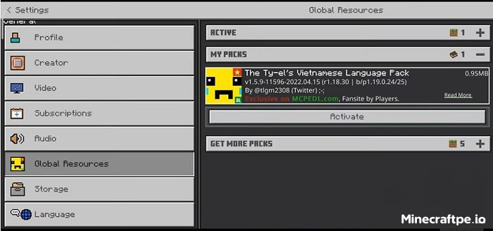 Hướng dẫn cài Tyel Vietnamese Pack vào Minecraft PE