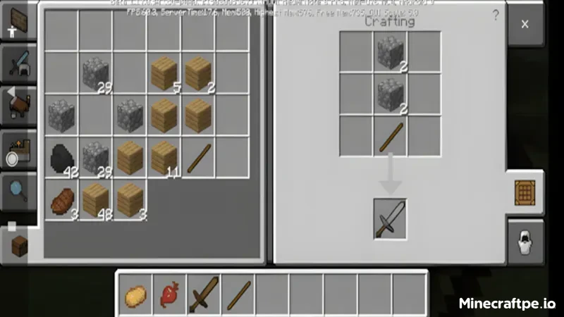 Cách chế tạo kiếm đá trong Minecraft