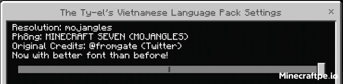 Cách thay đổi phông chữ của Tyel Vietnamese Pack trong Minecraft PE