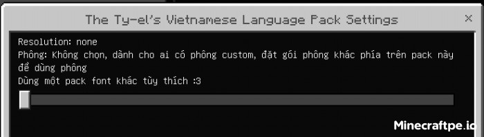 Cách thay đổi phông chữ của Tyel Vietnamese Pack trong Minecraft PE
