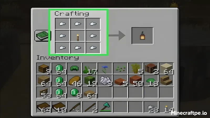 Đặt 8 cục sắt nhỏ xung quanh ngọn đuốc