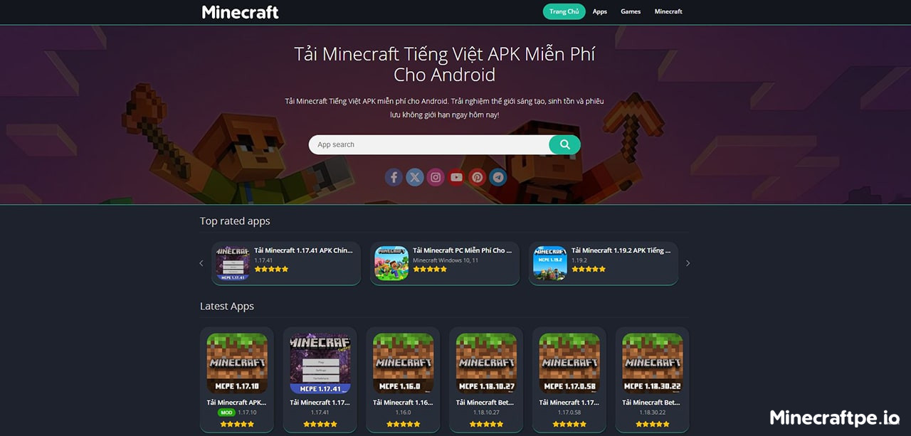 Chào mừng bạn đến với MinecraftPE.io