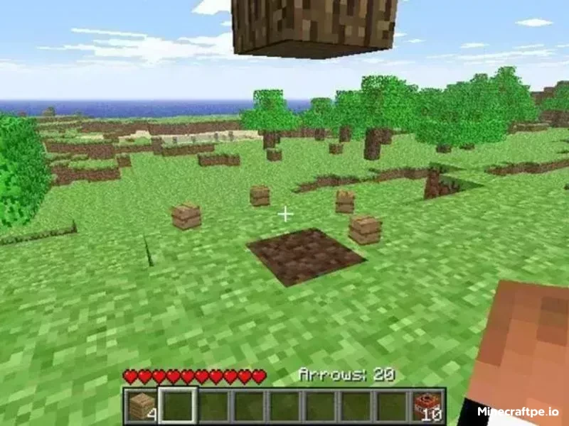 Thu thập gỗ trong thế giới sinh tồn Minecraft